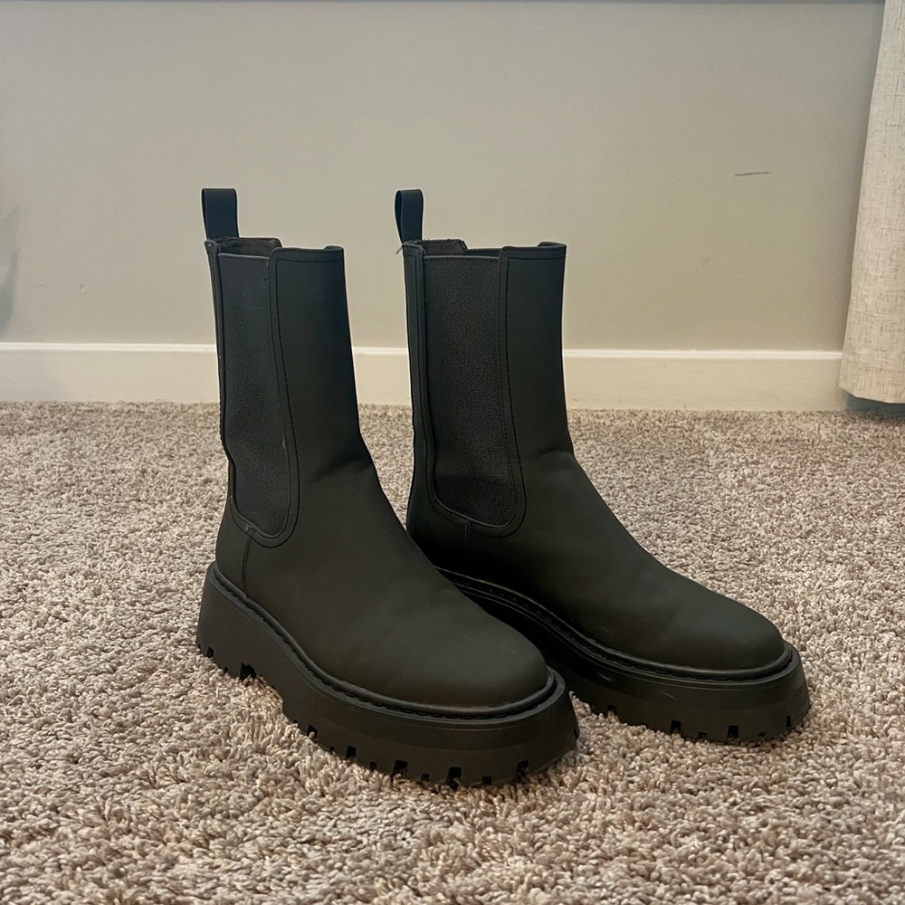 Olive Lug Sole Boots